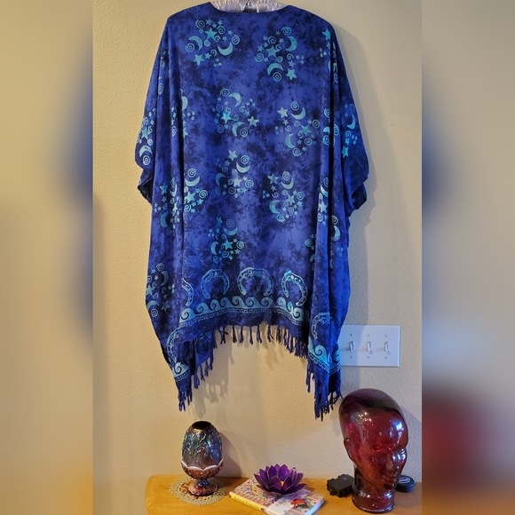 Celestial Stars Crescent Moons Batik Kimono One Size - Picture 2 of 3